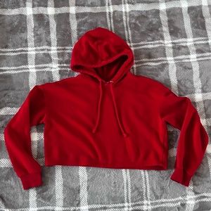 Red Crop Top Sweater Hoodie - size XS
